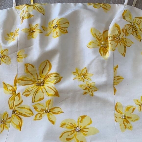Rickie Freeman for Teri John Silk Floral Camisole Yellow size 4 - Picture 6 of 7